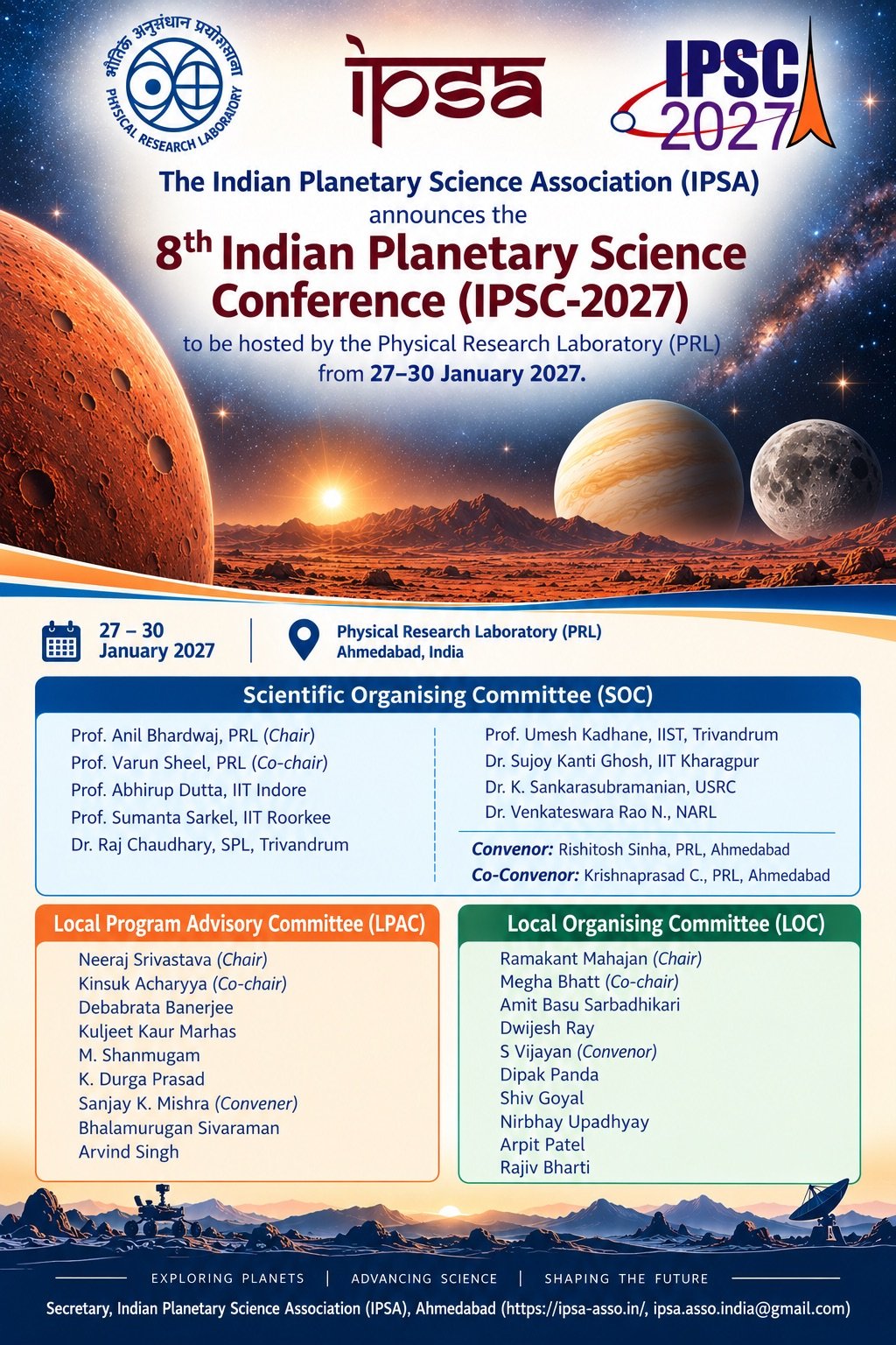 IPSC-2027 announcement poster with dates, venue and committees